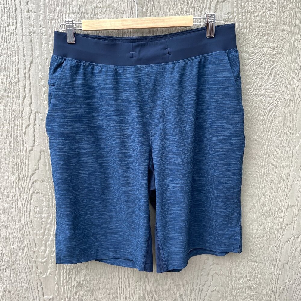 Lululemon T.H.E. Short Mens Large Heather Blue Drawstring Athleisure LM7AATSX‎